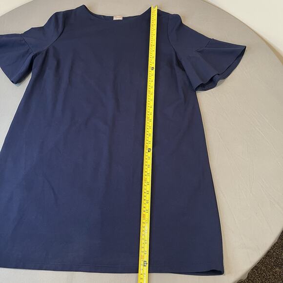 Chicos Shirt Dress Womens 3 Dark Blue Short Ruffle Sleeves Stretch Knee Length - Picture 6 of 8
